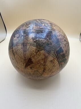 Vintage Decoupage World Globe Paper Mache Decorative Sphere 5in